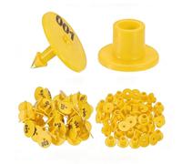 100 marchi auricolari per bestiame numerati 001-1000, marchi auricolari rotondi anticaduta, materiale PE adatto per marchi auricolari di identificazione di pecore, maiali, vitelli e su yellow 501-600