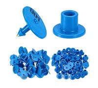 100 marchi auricolari per bestiame numerati 001-1000, marchi auricolari rotondi anticaduta, materiale PE adatto per marchi auricolari di identificazione di pecore, maiali, vitelli e suini blu 601-700