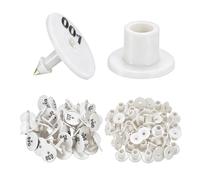100 marchi auricolari per bestiame numerati 001-1000, marchi auricolari rotondi anticaduta, materiale PE adatto per marchi auricolari di identificazione di pecore, maiali, vitelli e sui white 601-700