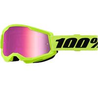 100% MASCHERA STRATA 2 JUNIOR NEON YELLOW - LENTE A SPECCHIO ROSA
