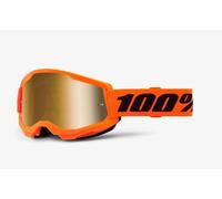 100% - MASCHERINA MOTOCROSS STRATA 2 LENTE SPECCHIATA ORO 461343 - ARANCIONE FLU