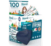 100 Mascherine FFP2 BLU SCURO certificate CE SICURA Protection Made in Italy BFE ≥99% Mascherina ffp2 Vera Marcatura EFFETTO PULITO e sigillata singolarmente
