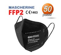 100 Mascherine FFP2 CE1463 NERO senza valvola DPI filtrante 5 STRATI