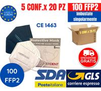 100 Mascherine FFP2 Certificate CE 1463 5 Strati Imbustate singolarmente