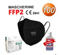 100 Mascherine FFP2 certificate CE2841 senza valvola Nera DPI 5 Strati filtranti