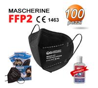 100 Mascherine FFP2 protettive Certificate CE Nero 5 STRATI Nero con OMAGGIO GEL