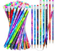100 matite in legno con gomma, assortite, matite colorate per bambini, divertenti e divertenti, articoli scolastici per la scuola, premi per studenti, bomboniere (24)