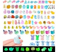 100 mini animali in resina luminosa, in miniatura, in resina colorata, piccoli conigli, dinosauri, elefanti, unicorni per fai da te, statuette in miniatura, per acquario, casa delle bambole, giardino