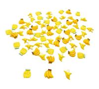 100 mini banane artificiali in miniatura, in scala 1/12, banane in resina, banane gialle realistiche, banane finte finte, frutta in miniatura per mini casa, cucina, giardino, decorazione per torte