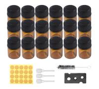 100 mini bottiglie di vetro marrone da 1 ml, con pennello, taglia-perline, cannuccia e adesivi, mini bottiglie di vetro marrone vuote per oli essenziali con Orifice per olio essenziale, spa, massaggio