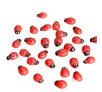 100 mini coccinelle in legno dipinte con retro piatto in miniatura, abbellimenti fai da te, ornamento per bonsai da giardino fatato