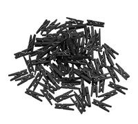 100 mini mollette in legno per foto, foto, carta, artigianato, decorazione, appendere foto, colore nero