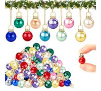 100 Mini Palline di Natale Colorate da 1cm in Perle e Strass con Foro | Micro Sfere Brillantinate per Creazione Gioielli e Decorazioni Fai da Te di Ghirlande e Pacchi