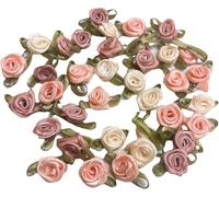 100 mini rose multicolore da 15 mm, in nastro di raso, per fai da te, cucito, artigianato, accessori per matrimonio, sposa, regalo, decorazione, abbellimenti