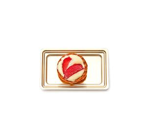 100 Mini vassoi monoporzione in plastica oro Mignon rettangolare 11x6,7 cm