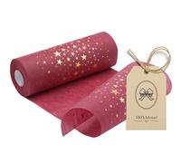 100%Mosel Runner da Tavolo TNT Rosso Bordeaux (20 cm x 25 m), Stelle Oro | Decorazione raffinata per il Natale; maxi rotolo da 25 m con stelle in stampa metallizzata lucida, non si sfilaccia