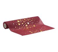 100%Mosel Runner da Tavolo TNT Rosso Bordeaux (28 cm x 5 m), Stelle Oro | Decorazione raffinata per il Natale e le feste; stelle in stampa metallizzata lucida, si taglia bene e non si sfilaccia