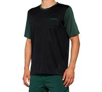 100% MTB Wear Ridecamp Short Sleeve Jersey Black/Forest Green-M Maglietta, Grigio, L-XL Unisex-Adulto
