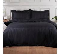 100% Natural Bamboo 3 Piece Duvet Cover Set with Zipper, Soft & Cool Organic Black Stripe Comforter Covers, Hotel Quality Finish and Anti Allergy Bedding, Double (223cm x 223cm)