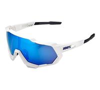 100% OCCHIALI DA SOLE SPEEDTRAP - MATTE WHITE - LENTI HIPER A SPECCHIO BLU MULTILAYER