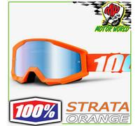 OCCHIALI MASCHERA MX 100% STRATA ORANGE OFFROAD GOGGLE W / MIRROR LENS ARANCIO