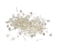 100 Paia Di Orecchini Tono Argento Con Inserti Piatti Con Dorsi Per Orecchini A