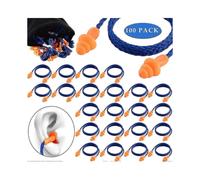 100 Pairs Corded Ear Plugs Silicone Noise Reducing Blocking Cancelling Soft Reusable Rubbe