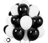 100 palloncini bianchi e neri da 30,5 cm, in lattice ispessito, per decorazioni per feste di compleanno e matrimoni