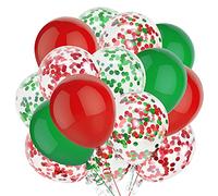 100 palloncini con coriandoli rossi e verdi da 30 cm, con nastri, decorazioni per feste, decorazioni per feste di Natale, feste, felice anno nuovo, decorazione di compleanno