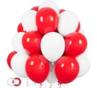 100 palloncini rossi e bianchi da 30,5 cm, in lattice ispessito, palloncini rossi e bianchi, per la festa della mamma, San Valentino, compleanno, matrimonio, Natale, decorazioni per feste