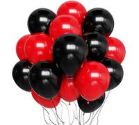 100 palloncini rossi e neri, 30,5 cm, palloncini rossi per compleanno, laurea, barbecue, casinò, carte da poker, decorazioni per feste