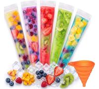 100 PCS DIY Popsicle Bags, Disposable Popsicle Bags with Funnel, Ice Pop Bags with Zip Seal, Leak-Proof Ice Lolly Moulds for DIY Healthy Snacks, Yogurt Sticks, Juice and Fruit Smoothie (100 Pcs)