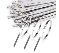 100 Pcs Fascette Metalliche 4.6 x 300 mm Fascette Acciaio Inox Autobloccanti Per Avvolgimenti Di Scarico, Legare Fili Cavi Tubi Adatto, Riparazione di recinzione