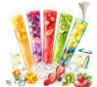 100 PCS Food-grade Disposable Popsicle Bags, DIY Ice Pop Bags, Ice Popsicle Mold Bag with Sealable Openings & Foldable Funnel, for DIY Popsicles Maker, Healthy Snacks, Juice, Yogurt (300pcs)