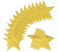 100 PCS Glitter Gold Five Star Cutouts Paper Star Confetti Cutouts Gold Star Cutouts for Bulletin Board Stars Accents Classroom Wall Party Decoration Supply