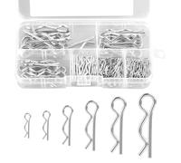 100 PCS R Clip Perni di Fissaggio, in Acciaio Inossidabile, Set Coppiglie a Molla per Fissaggio Rapido, 6 Misure Diverse, Perni di Bloccaggio per Auto, Rimorchi, Tosaerba, Motori, Attrezzi da Giardino