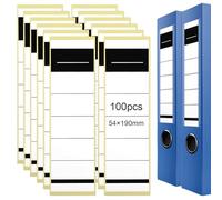 100 Pcs Raccoglitori Autoadesivi, 54 x 190 mm, Autoadesivi, Sottili, per Raccoglitori da 8 cm, Vuoto Etichette Adesive per Faldoni, Etichette per Raccoglitori per Stampanti Laser e Inkjet, Bianco