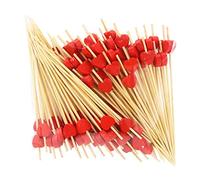 100 PCS Rouge Coeur Bambou Bois Cocktail bâtons, Cure-Dents en Bois fête Fournitures 12cm, pour Nourriture Décorée, Verre à Cocktail, Fête D'anniversaire de Carnaval, Fête D'anniversaire D'enfants