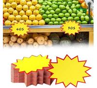 100 Pcs Segni Fluorescenti Carta, 8 x 11 cm Etichette Vuote per Vendita, Prezzo di Vendita Tag per Supermercati, Tag Vendita al Dettaglio, Stella Vendita al Dettaglio, Cartellino del Prezzo, Etichette