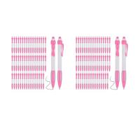 100 penne a sfera retrattili con nastro rosa, inchiostro nero, per ufficio, regalo da