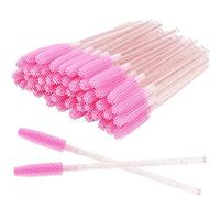 100 pennelli per mascara, con manico in morbido silicone glitterato, applicatore per ciglia, kit di strumenti per il trucco (tutto rosa)