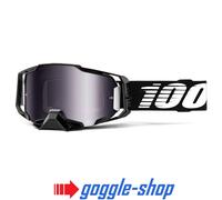 100% Percent Armega Motocross Occhiali - Nero / Ultra HD Argento Lente a