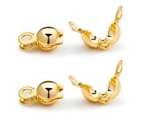 100 perline a crimpare in oro 18 carati per la creazione di gioielli, coperture per perline a crimpare da 4 mm, coperture per nodi per la creazione di gioielli, coperture per nodi a conchiglia per