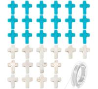 100 perline a croce blu e bianche, 12 x 16 mm, turchese sintetico, crocifisso pasquale, perline distanziali per la creazione di gioielli, collane, bracciali, orecchini, artigianato