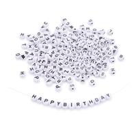 100 perline con lettere da infilare, 4 perline acriliche da 7 mm, con foro, perline dell'alfabeto per bricolage, bracciali, collane, gioielli, copricapo, mix di colori