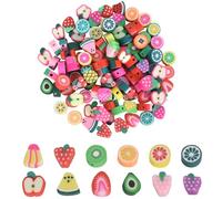 100 perline di frutta da infilare, perline di argilla polimerica, per bracciali, collane, orecchini, gioielli in ceramica morbida, fai da te