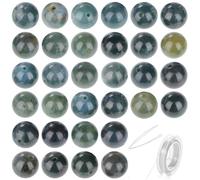 100 perline di pietra naturale, 8 mm, gemma di agata muschiata verde, perline rotonde sciolte per la creazione di gioielli, fai da te, braccialetti con cordoncino elasticizzato di cristallo