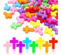 100 perline distanziali a forma di croce, in acrilico, vintage, per braccialetti fai da te, collane, gioielli, perline sfuse colorate per festival, Halloween, artigianato natalizio