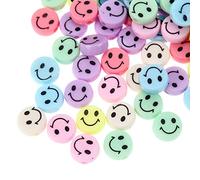 100 perline multicolore in acrilico con faccina sorridente da 15 mm, disco pony, moneta, faccina sorridente, perline distanziali sfuse per gioielli fai da te, bracciali, ciondoli per telefoni
