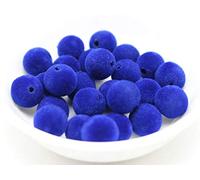 100 perline rotonde in velluto acrilico da 10 mm per la creazione di gioielli, girocollo, collane, nappe - (Colore: blu reale)